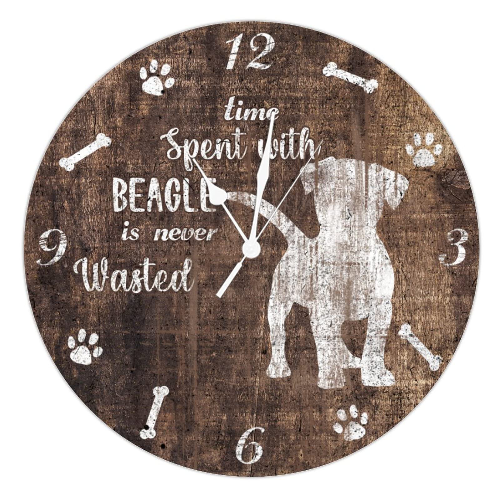Horloge murale en bois 38 cm sans tic-tac cuisine et séjour rustique