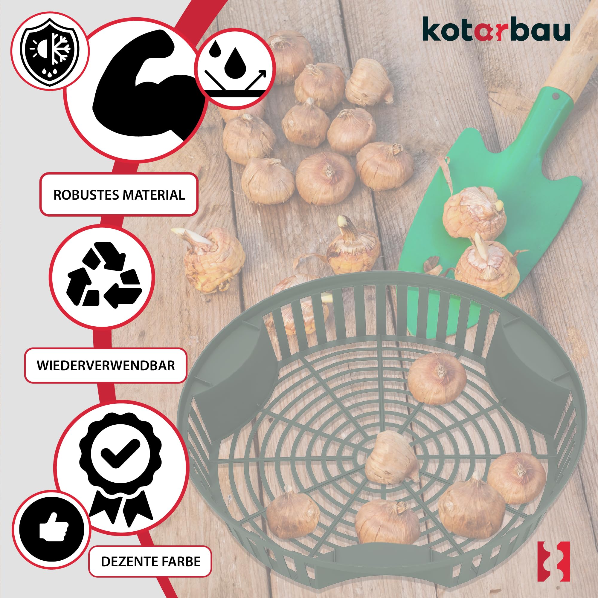 KOTARBAU® Set 10 Unidades Cesta para Bulbos - Plástico - ⌀ 265 mm - Verde - Bandeja para Plantar Bulbos de Flores - Tulipanes - Narcisos - Organizador Jardín - Reutilizable