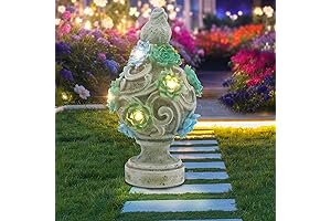 Small Bird Statue with Solar Power LED Light Resin Figurines