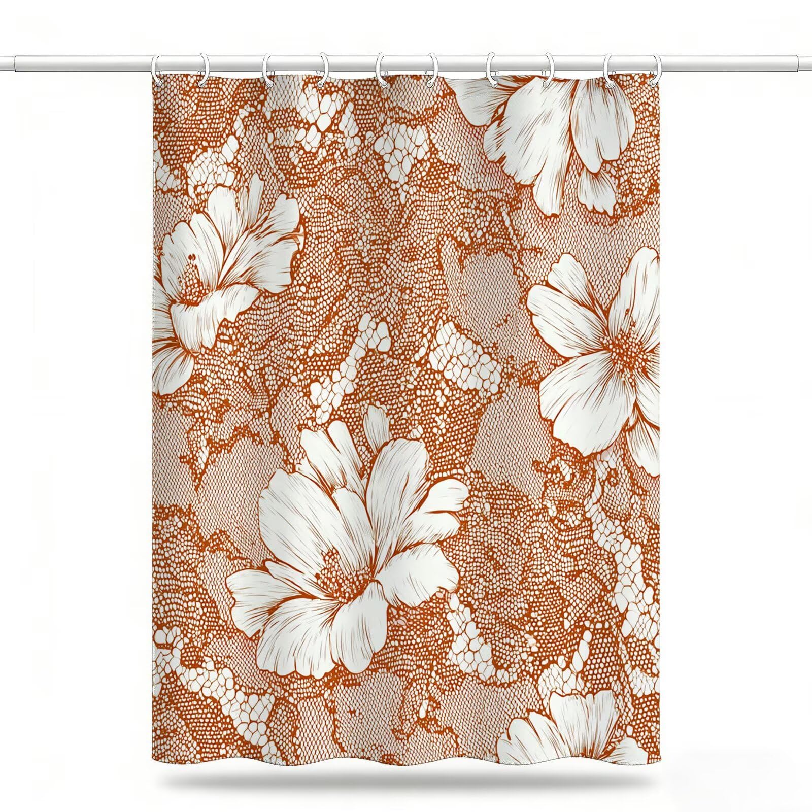 nórdico Cortina de Ducha 180x200, Tela Poliéster Impermeable con 12 Ganchos, Secado Rápido Cortinas de Baño Lavables, Shower Curtain Resistente a Humedad Decoracion Hogar Flores Cortina Ducha,Model999