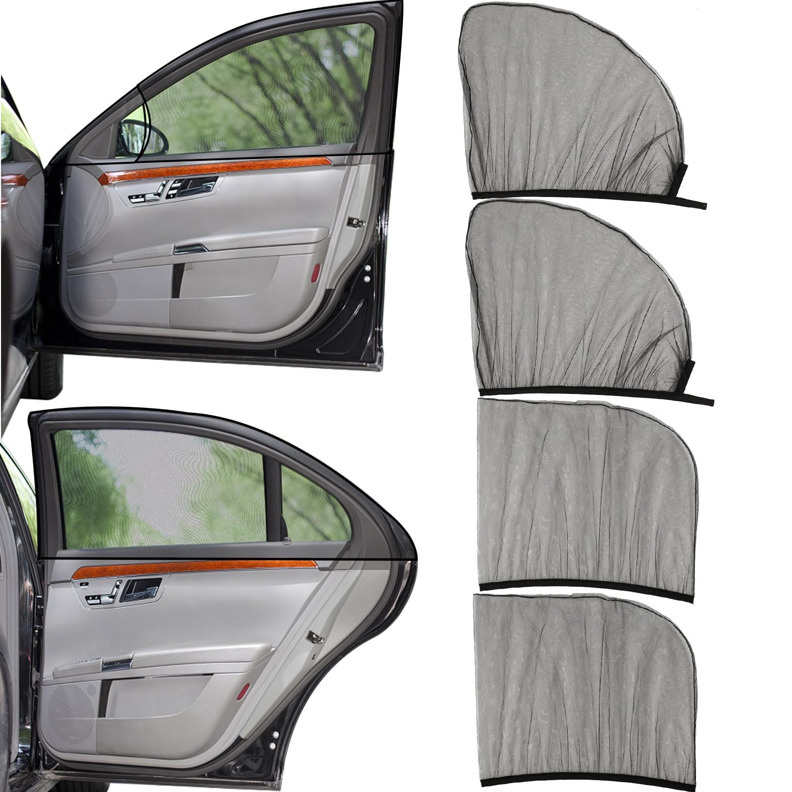 Amazon | JANLOFO 車用網戸 4枚 虫よけネット 車 網戸 車中泊 グッズ