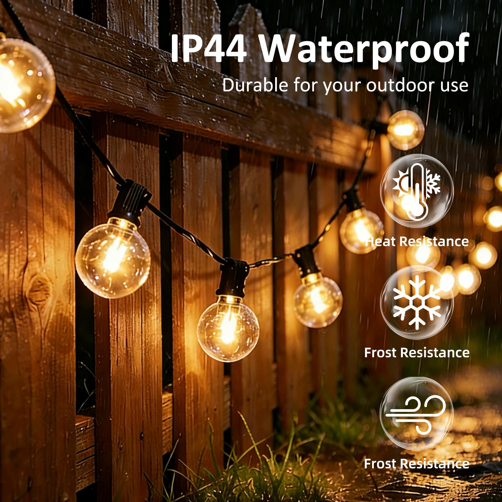 Guirnalda Luces Exterior Jardín 20M con Control Remoto, con 25+2 LED G40 Bombillas, Blanco Cálido, 3 Modos/Impermeable/Regulable/Sincronización, Guirnalda para Jardin, Terraza, Fiestas, Patio — view 4