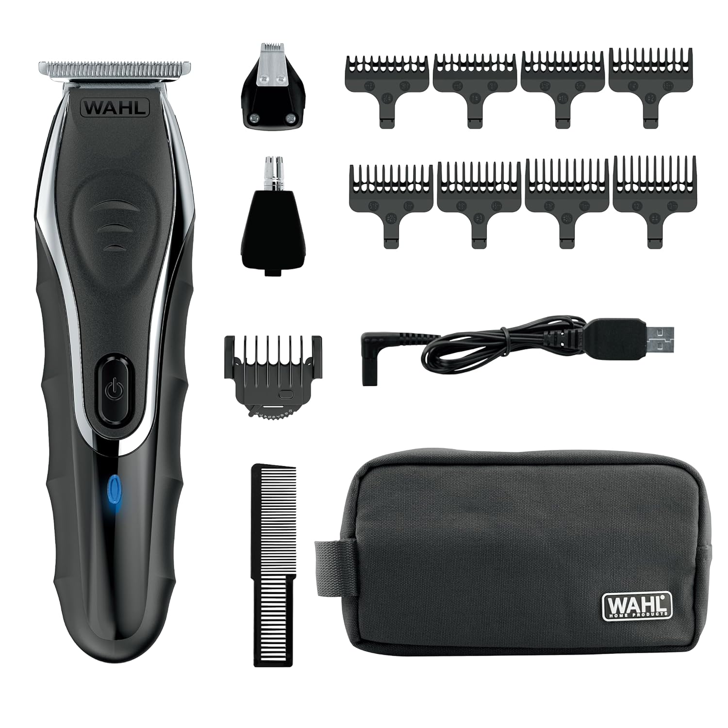 Wahl Aqua Blade® Rechargeable Wet/Dry Lithium-Ion Deluxe Beard Trimmer for Men - Interchangeable Heads for Detailing, Hair, Mustache and Body Grooming - Model 9899-100 - Image 1 of 8