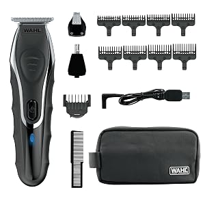 Wahl Aqua Blade Rechargeable Wet Dry Lithium-Ion Deluxe Beard Trimmer for Men - Interchangeable Heads for Detailing Hair