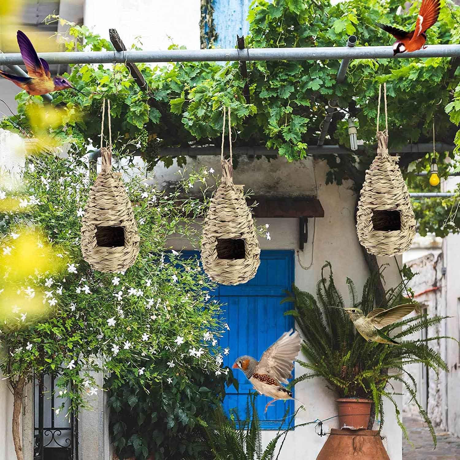 2 Pezzi Nido Uccello Erba Casetta, Casa Uccellini da Esterno, Casetta per Uccelli da Appendere, per Pappagallo, Canarini, Altri Tipi di Uccelli