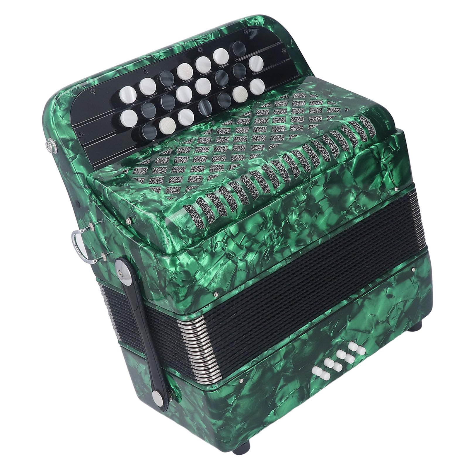 Fisarmonica 22 Tasti 8 Bassi, Strumento Musicale Portatile per Fisarmonica con Pulsante Sensibile Antiscivolo Professionale con Tracolla per Principianti Strumento (GREEN)