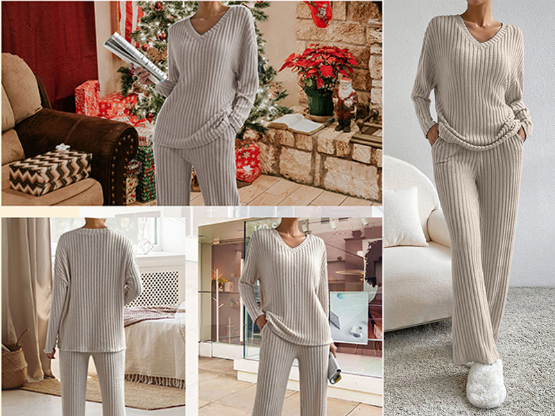 Ensemble Femme 2 Pièces Pyjama Hiver Automne Survêtement