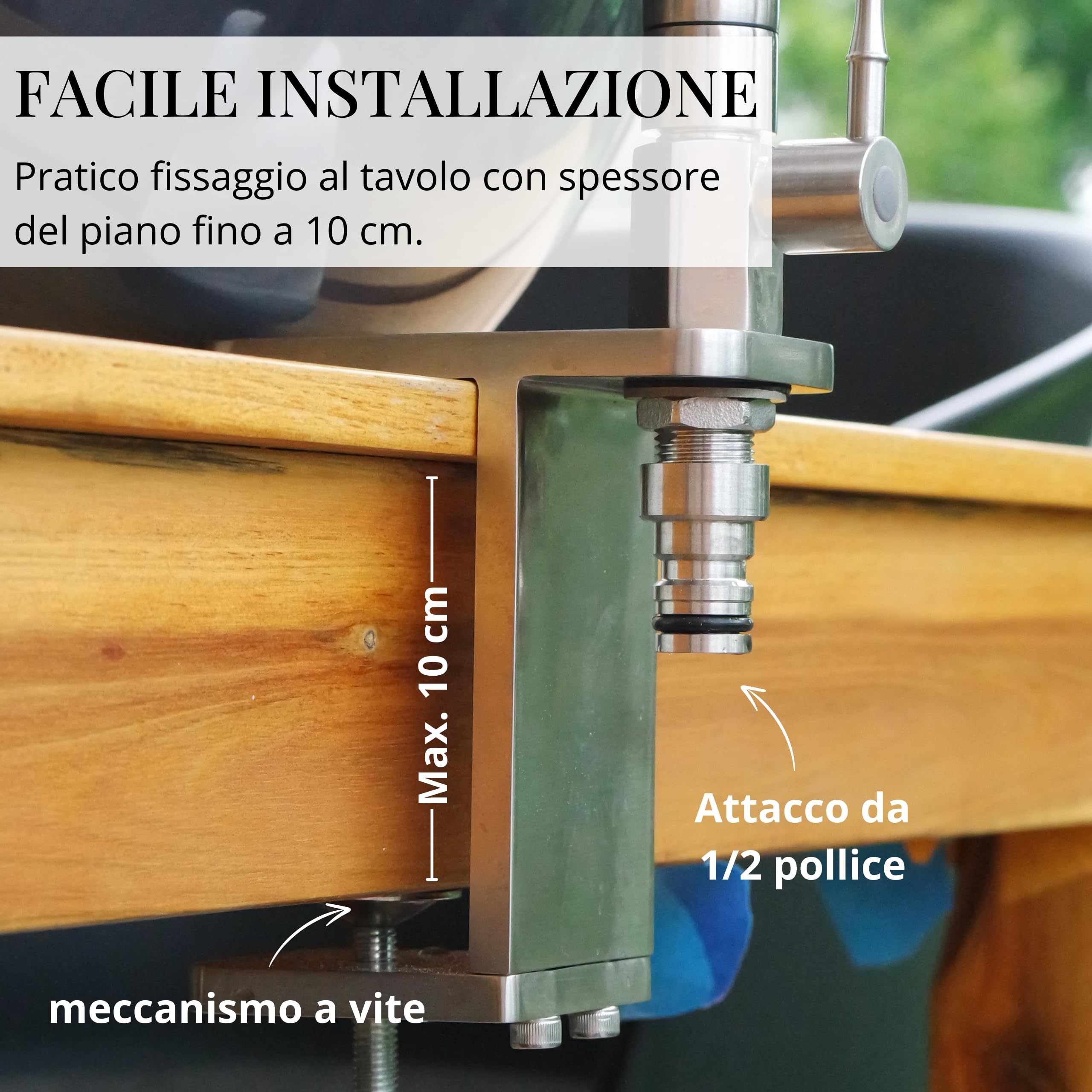 Set da cucina all'aperto Livlig, rubinetto in acciaio inox di alta qualità, tubo dell'acqua potabile e bacinella di lavaggio in metallo, lavandino mobile per giardino, campeggio e cucina all'aperto in