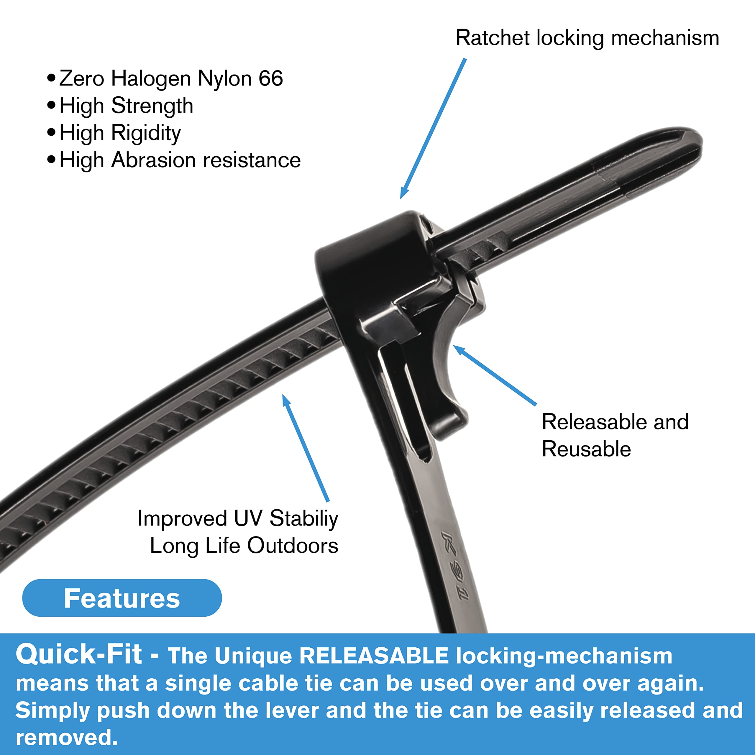 Gancio Traino Jeep Grand Cherokee Fascette Stringicavo Nylon 5 Pollici - Resistenza 40 Libbre, Colore Marrone, Confezione Da 100 - Fatte In USA Fascette Confezione 100 - Foto 2