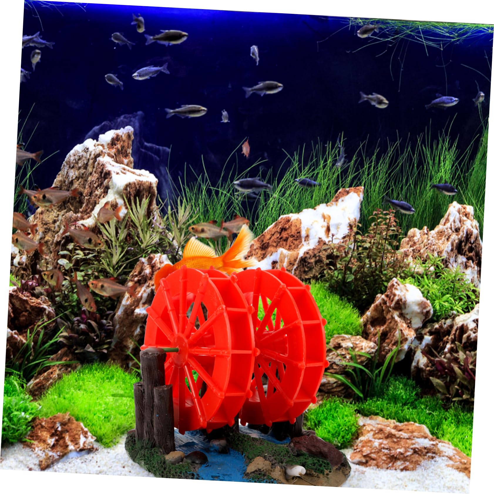 ULTECHNOVO 4 Pièces Ornement D'équipement De Moulin à Vent Accessoires D'aquarium Décoratif Roue à Eau pour Aquarium Décor D'aménagement Paysager D'aquarium Résine
