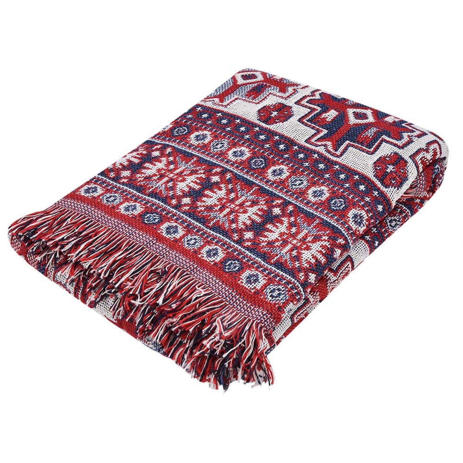 Jet de canapé double face coton rouge carré jet de lit plaid couverture salon