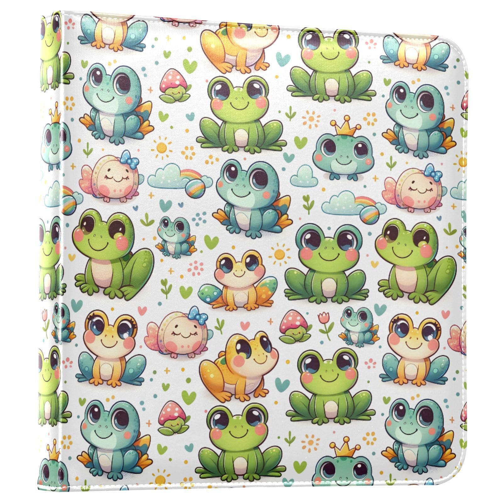 JIPONI Cartoon Frog Large Photo Album, DIY Leather Cover Scrapbook Albums for 4x6 5x7 6x8 Pictures, Self Adhesive Memory Book for Wedding, Baby, Family