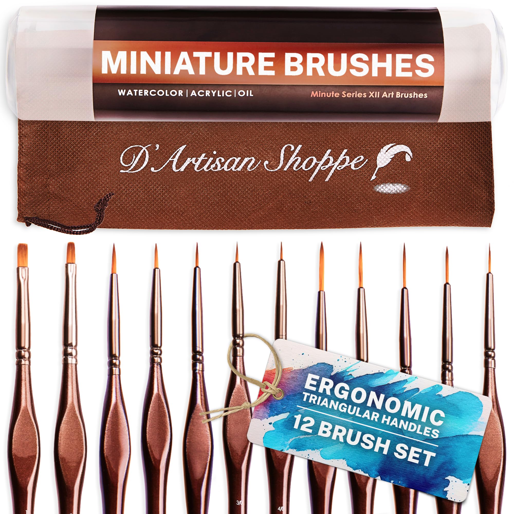 Miniature Paint Brushes Set 12pc by D'Artisan Shoppe