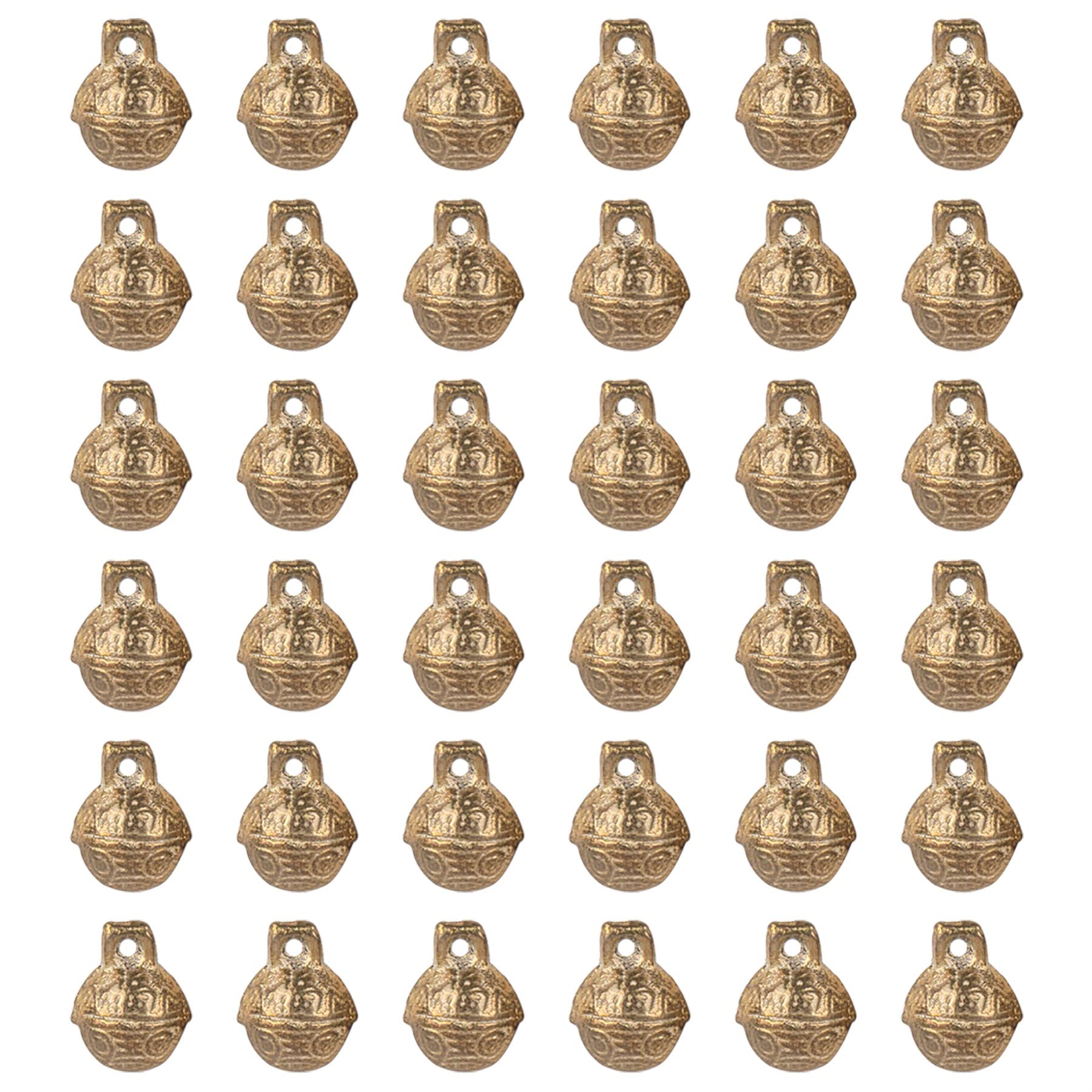 Pack of 30 Vintage Brass Jingle Bell Charms Pendants Fengshui Bells for Pet Bell Dog Collar DIY Craft Making Antique Gold, Brass