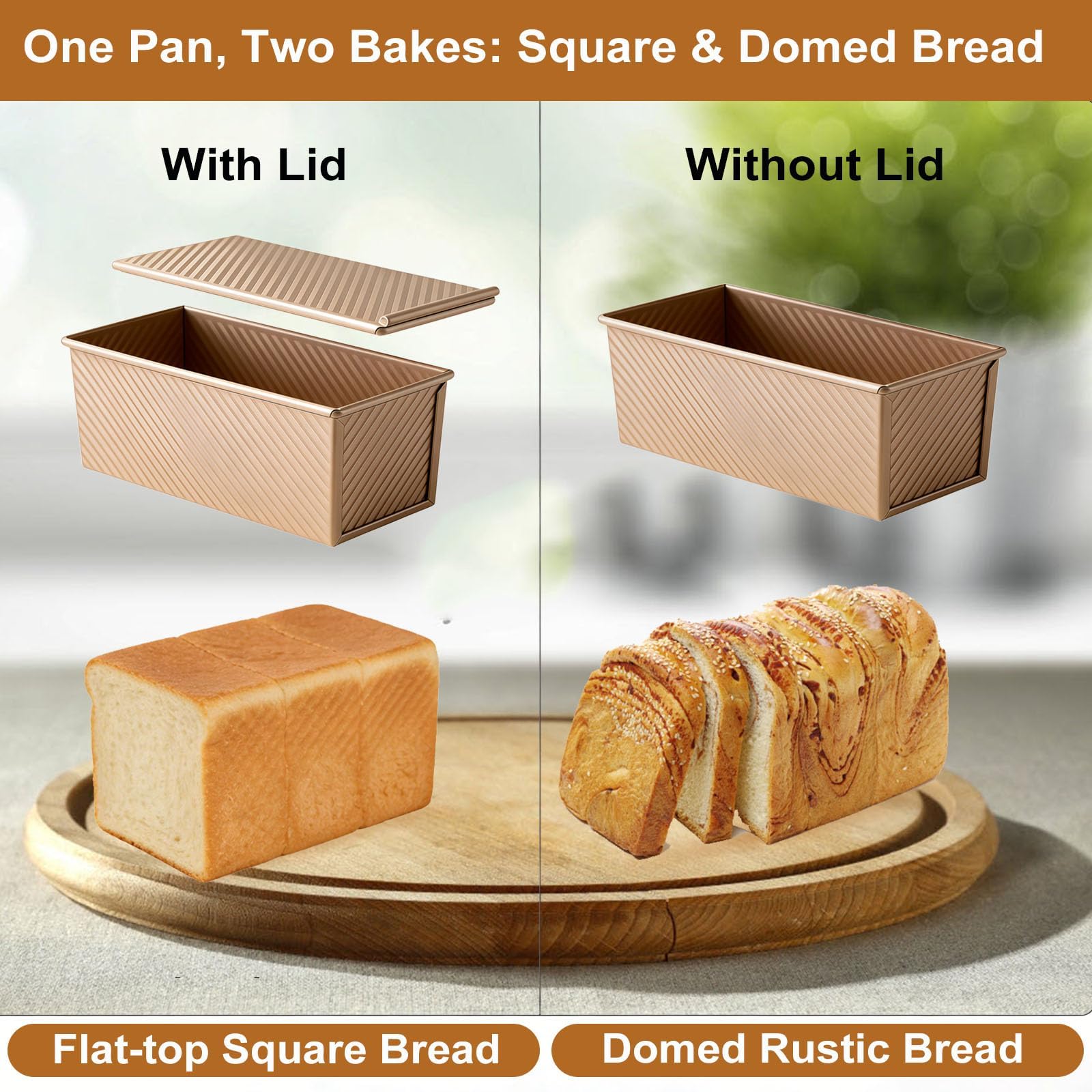 Brotbackformen Toast Brot Backform,Pfanne Brot Laib Dose mit verschiebbarem, für Brote, Kuchen, Gebäck, inklusive 1 Silikonspatel und 1 Hitzeschutzhandschuhe,38x13.5x12.5cm
