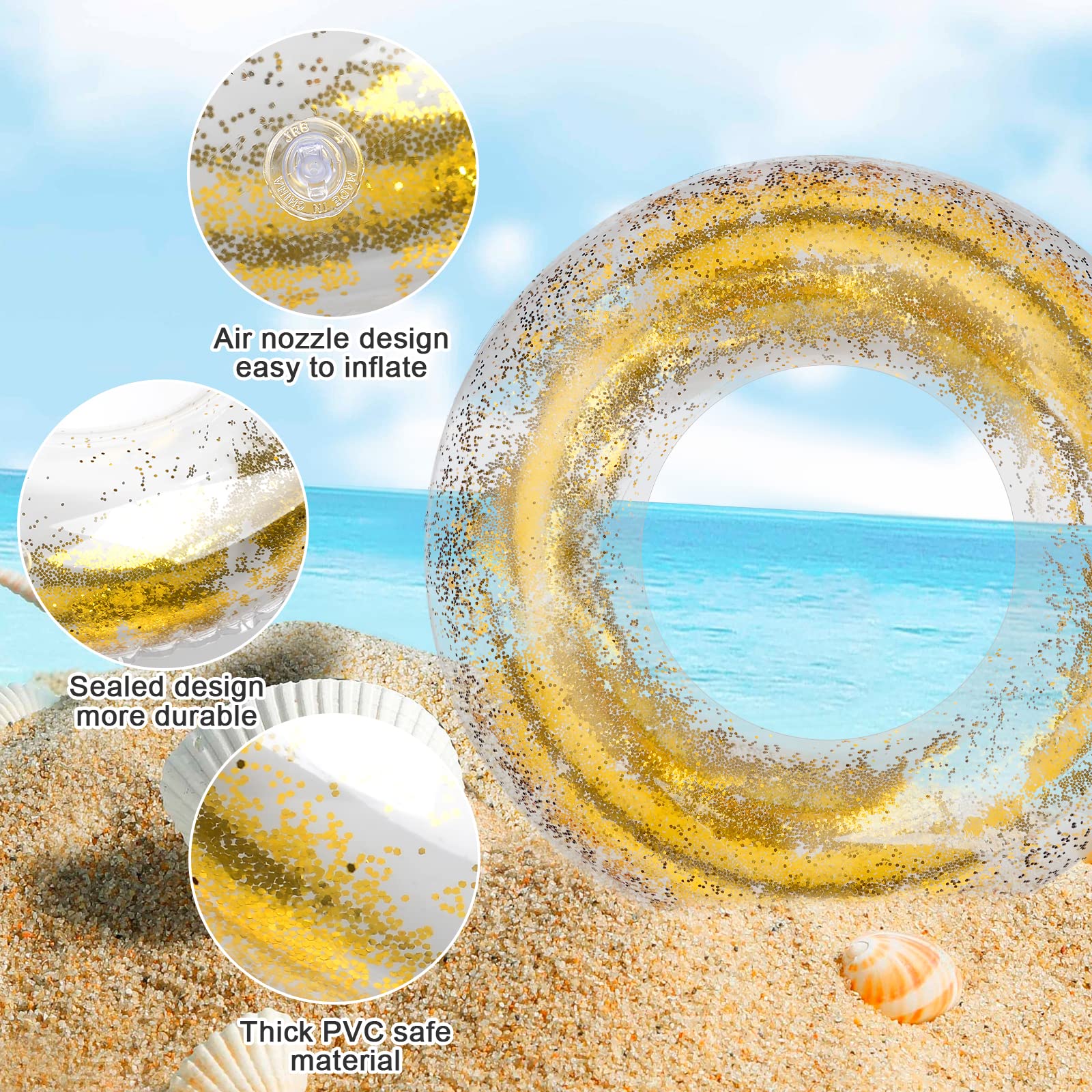 Anneau flottant transparent anneau flottant de piscine gonflable de PVC avec la lumière LED pour