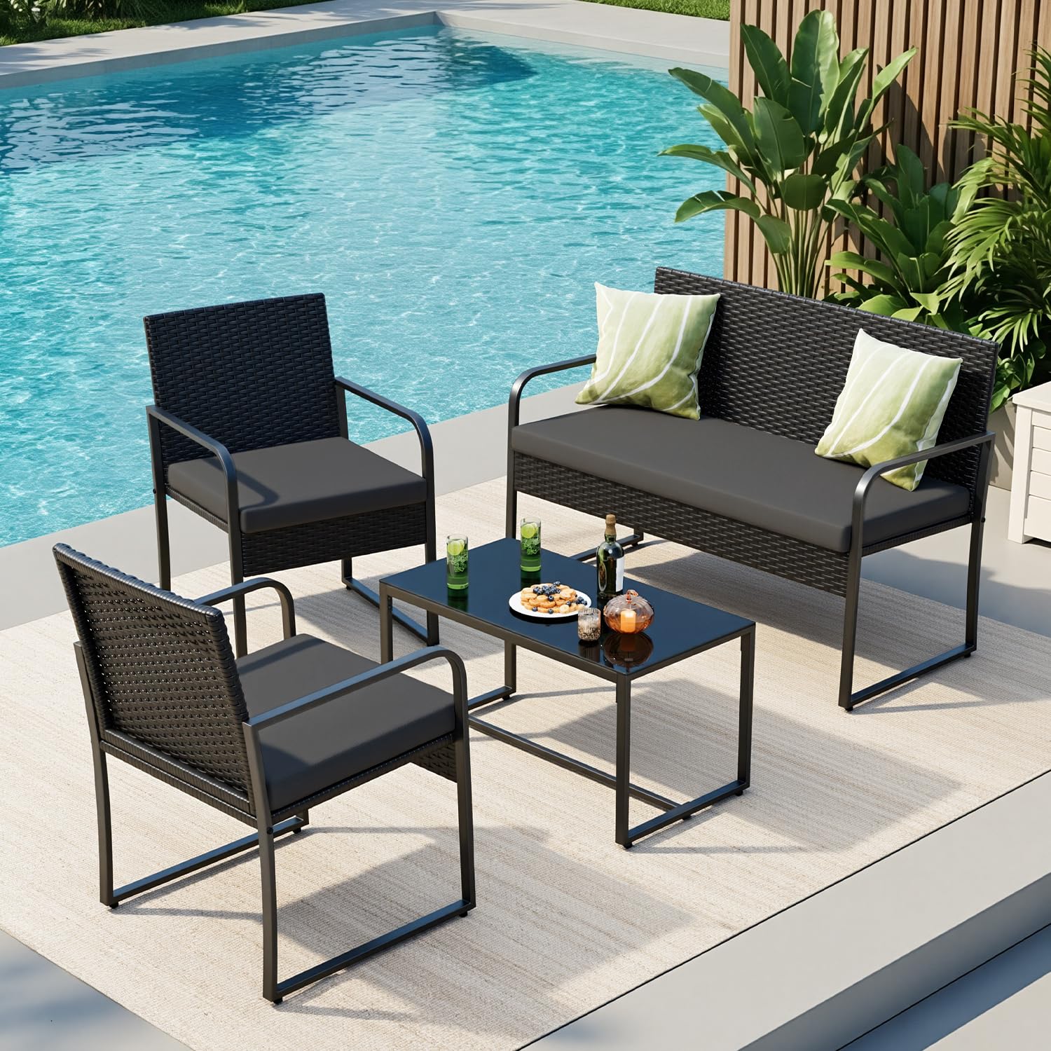 Gizoon 4-Piece Rattan Set