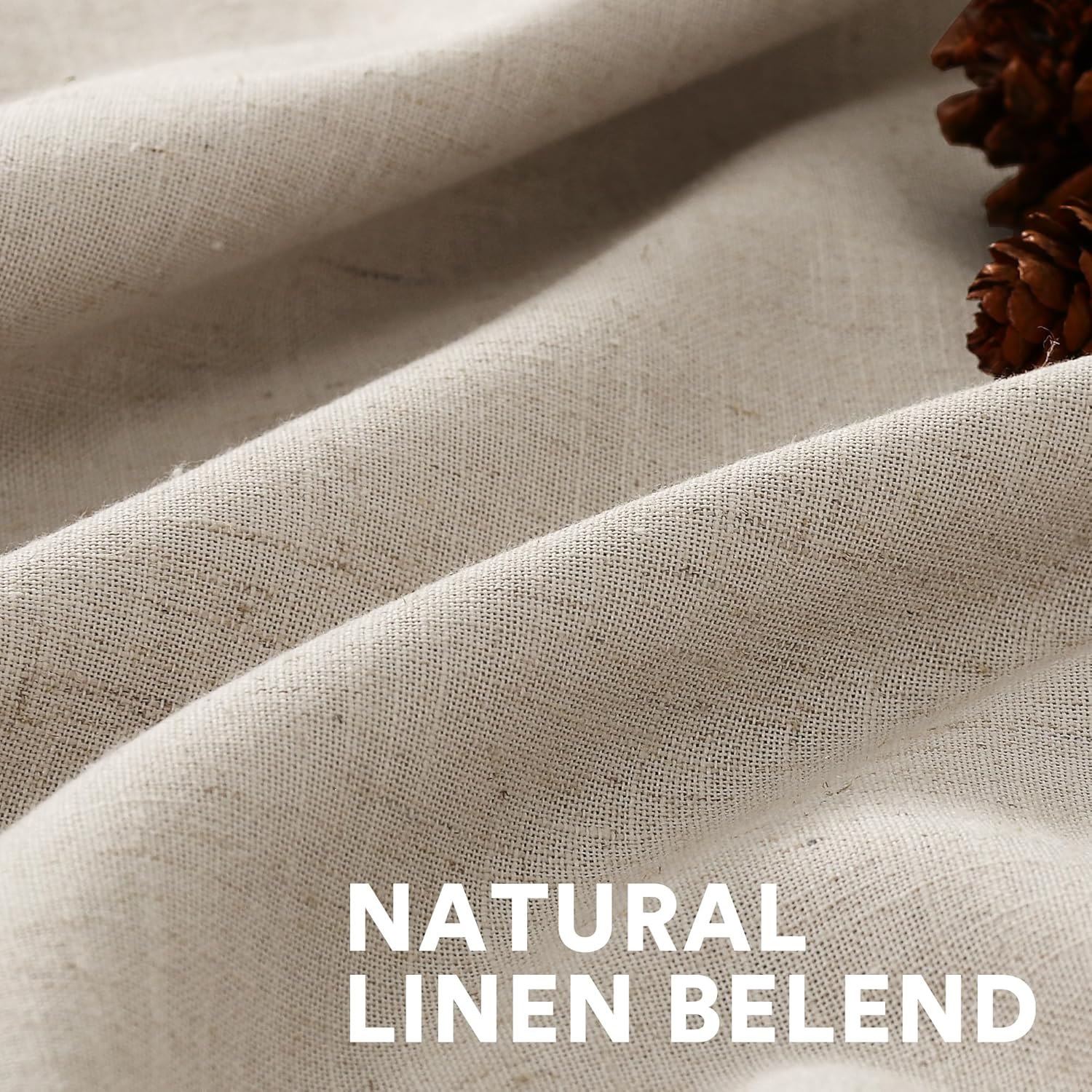 PrinceDeco Semi Sheer Linen Curtains 84 Inches Long for Living Room Natural Colored Light Filtering Window Treatment Panels Back Tab/Rod Pocket Neutral Drapes for Bedroom/Farmhouse, 2 Panel 7 FT