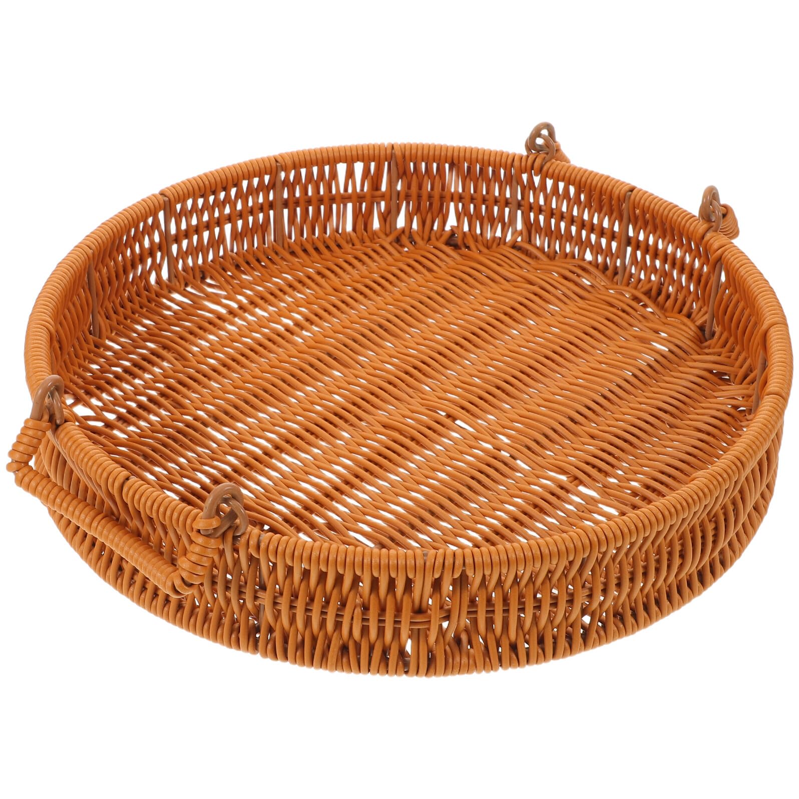 Sosoport Cesta Redonda con Asas Tejida de Plástico para Almacenamiento Versátil en Cocina y Salón