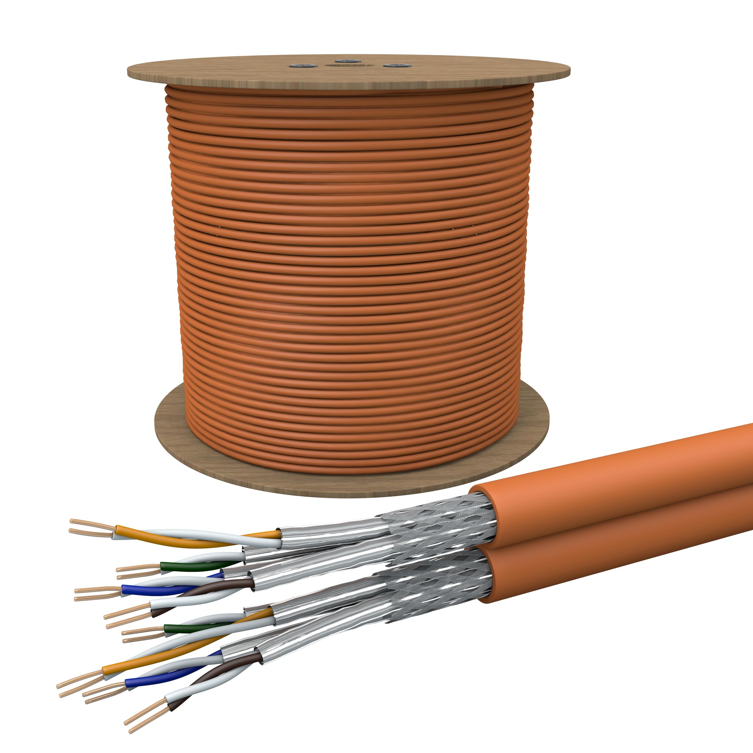 Draka Kabel sieciowy kabel sieciowy kabel LAN 500 m bęben Cat 7 Duplex S/FTP PiMF LSZH bezhalogenowy AWG 23/1 kabel instalacyjny kabel do transmisji danych PoE 100% miedź UC900 SS23 GHMT PVP