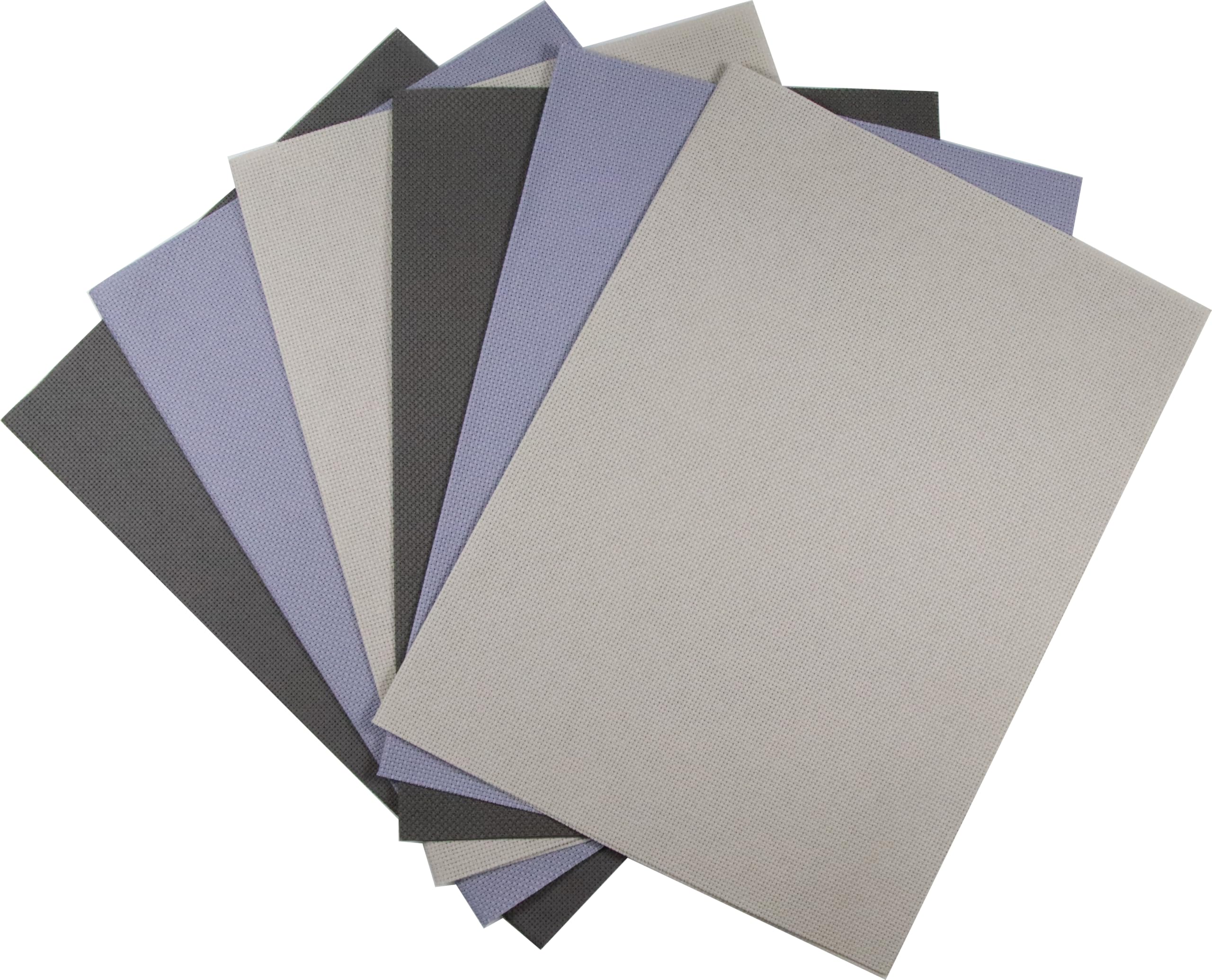 KCS 4/6 pc of 12" x 18"(30cmx45cm) 16 Count Cotton Aida Cloth Cross Stitch Fabric (6 pc,Pearl Grey +Light Steel Grey+Dark Grey)