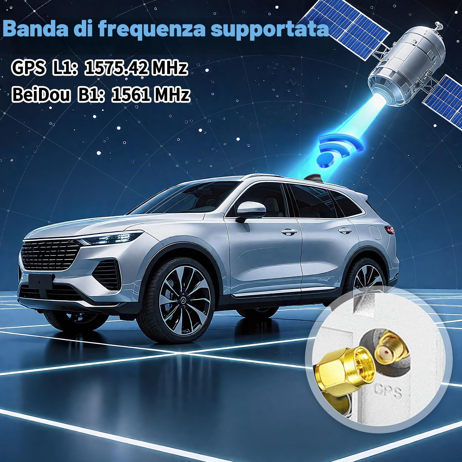 Bingfu Antenna Auto Pinna di Squalo AutoRadio FM AM DAB & GPS BeiDou GNSS | LNA 28dB, Ampia Tensione 9-16V, Impermeabile IP65, SMA SMB DIN, per Navigazione e Radio Digitale Camion Camper Furgone, Nero