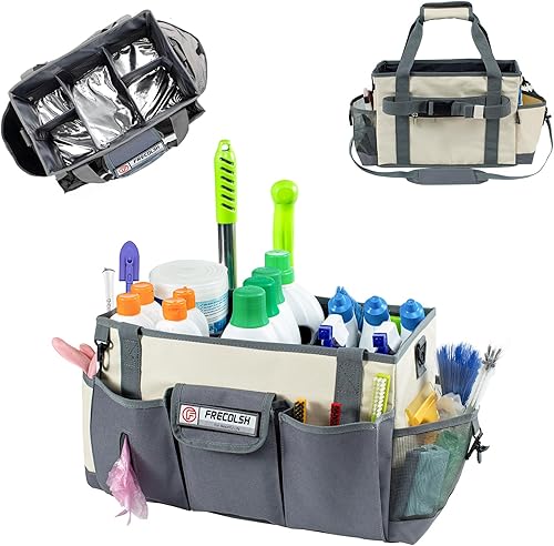 Organizador grande de limpieza para proveedores de limpieza, organizador profesional de limpieza de 15 pulgadas con asa, bolsa de limpieza portátil,