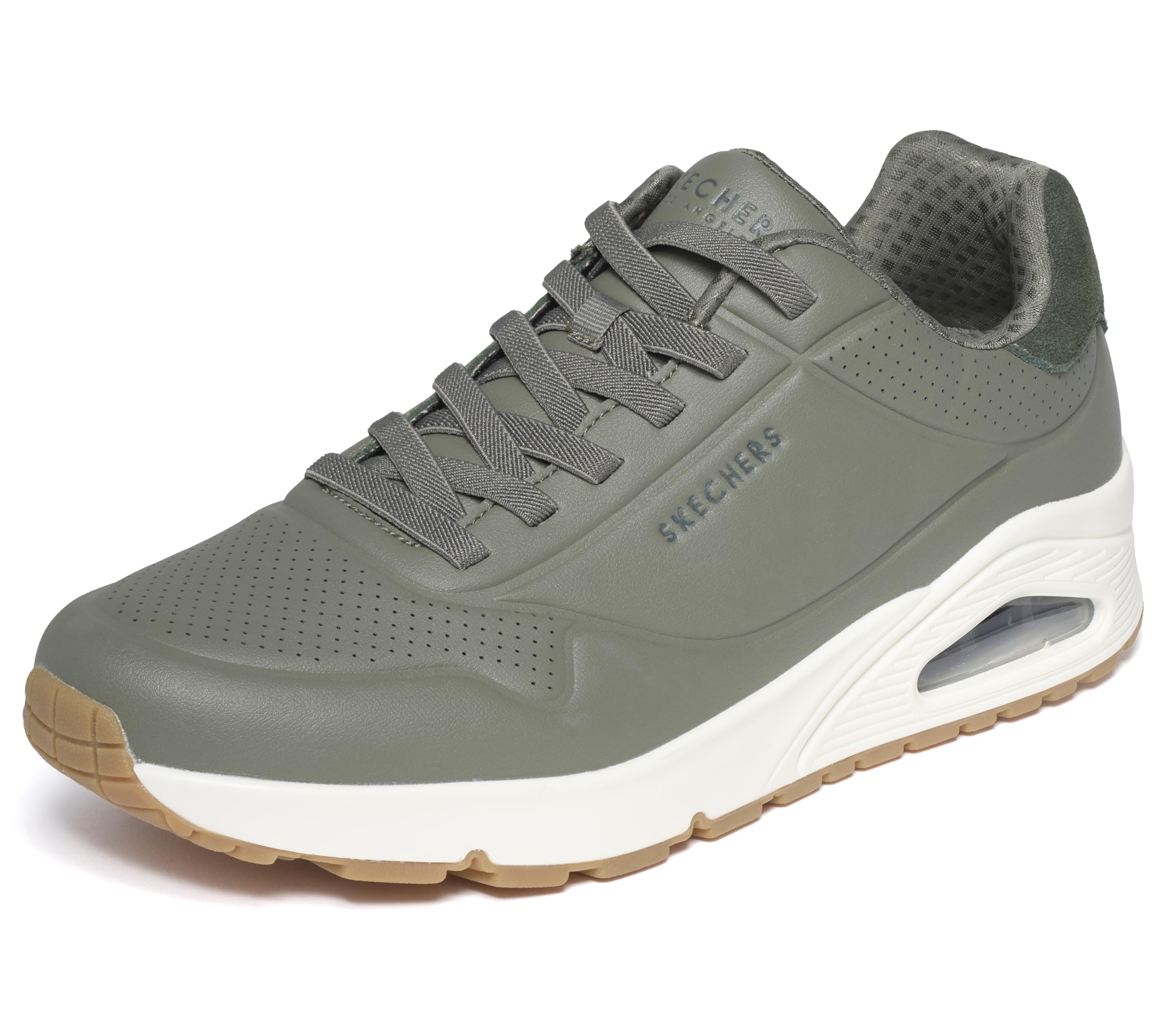Skechers Men's Uno Tailored Air Trainers, Olive Duraleather/Olive Suede, 8.5 UK