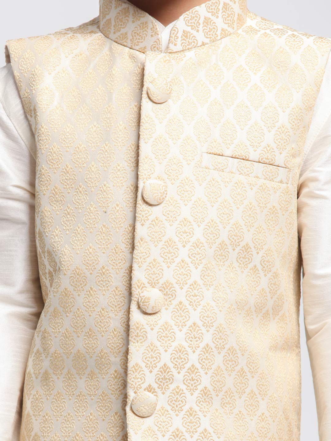 Jbn Creation Boys' Cream Silk Blend Kurta, Ethnic Jacket And Pyjama Set_Vasbj005Crnbkcr001Npcr_26