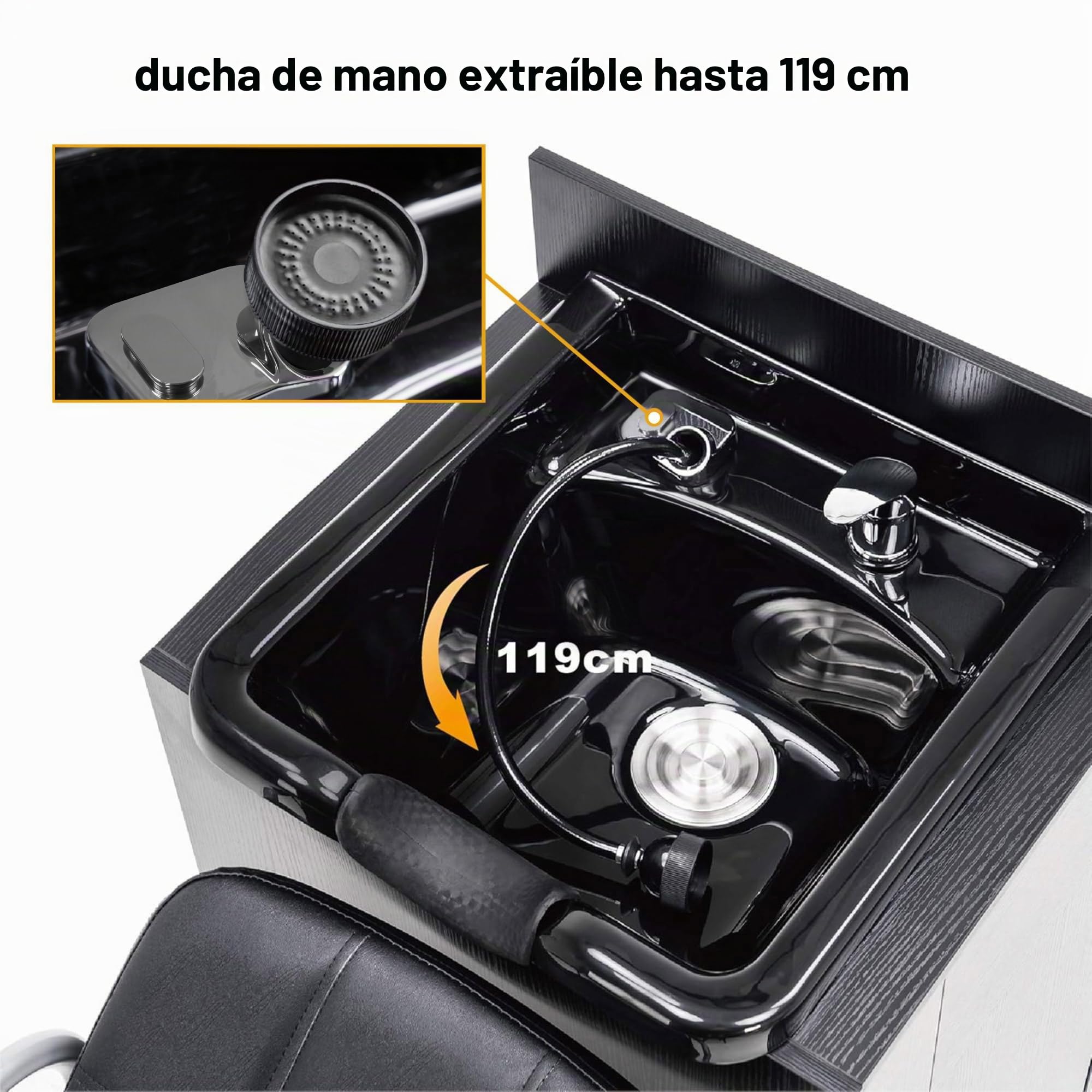 BarberPub - Lavabo profesional con lavacabezas invertido, sistema de lavado invertido sin silla, lugar de lavado para peluqueros, equipamiento de salón 7134