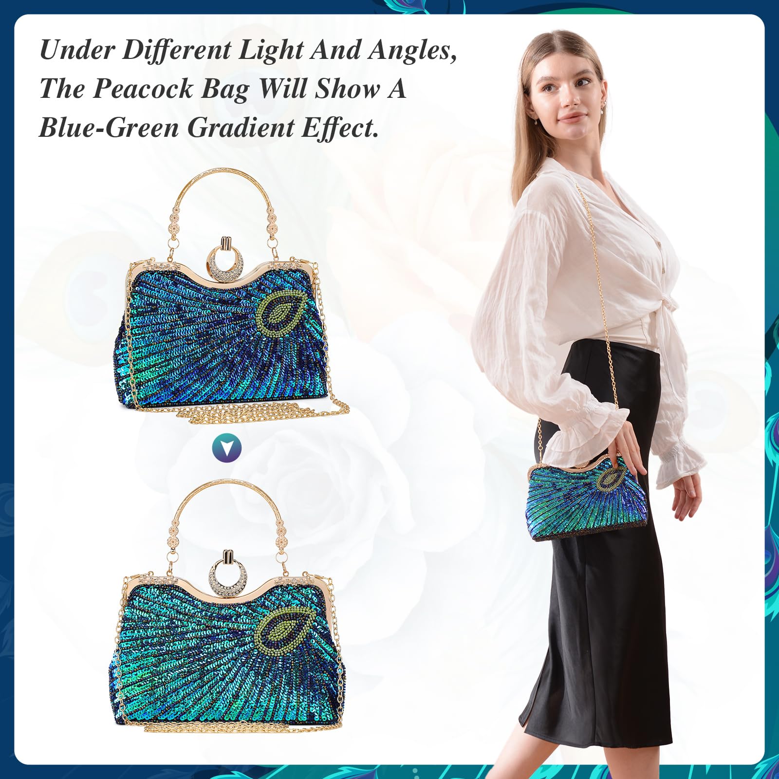 BAIGIO Borsa da sera con paillettes da donna