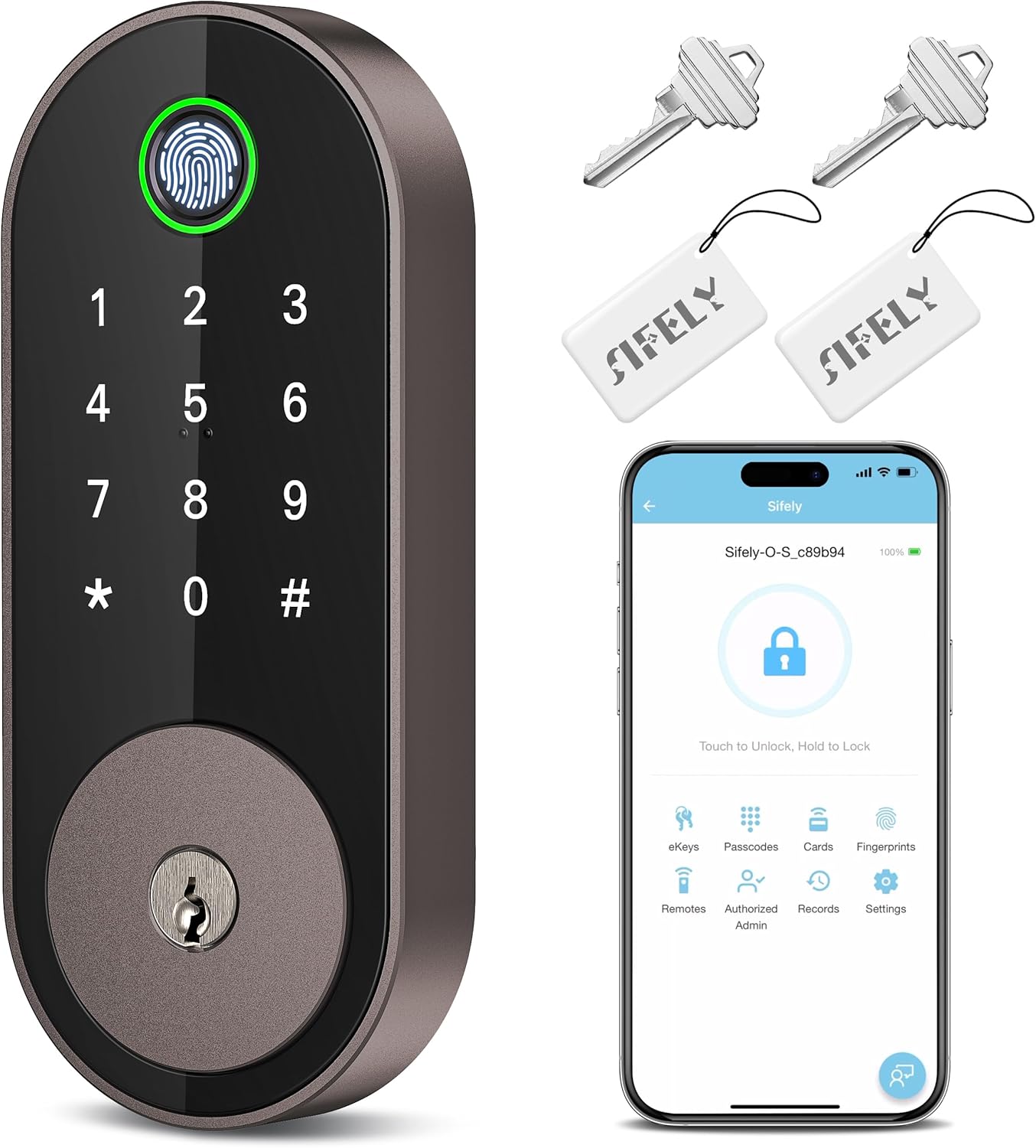 Keyless-Entry Fingerprint Deadbolt Smart Lock: Sifely Keyless Entry Door Lock, Digital Door Keypad, Electronic Deadbolt with Fingerprint & Code Access, Auto Locking, Easy to Install (Bronze) Keyless-Entry Fingerprint Deadbolt Smart Lock: Sifely Keyless Entry Door Lock, Digital Door Keypad, Electronic Deadbolt with Fingerprint & Code Access, Auto Locking, Easy to Install (Bronze)