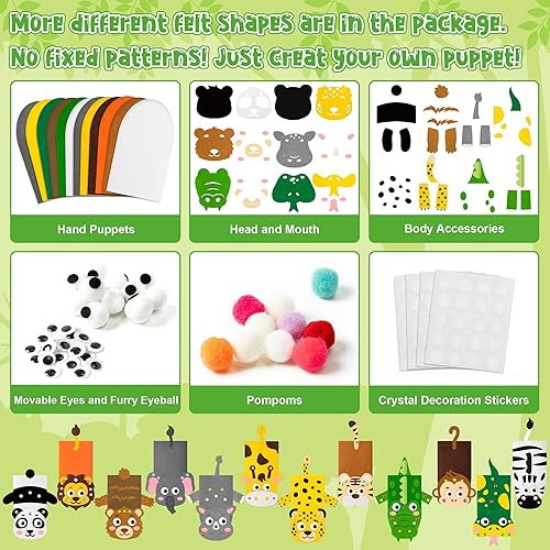 Miniatura 5 de WATINC Kit de fabricación de marionetas de mano para niños manualidades calcetines de fieltro juguetes creativos para marionetas para hacer tus