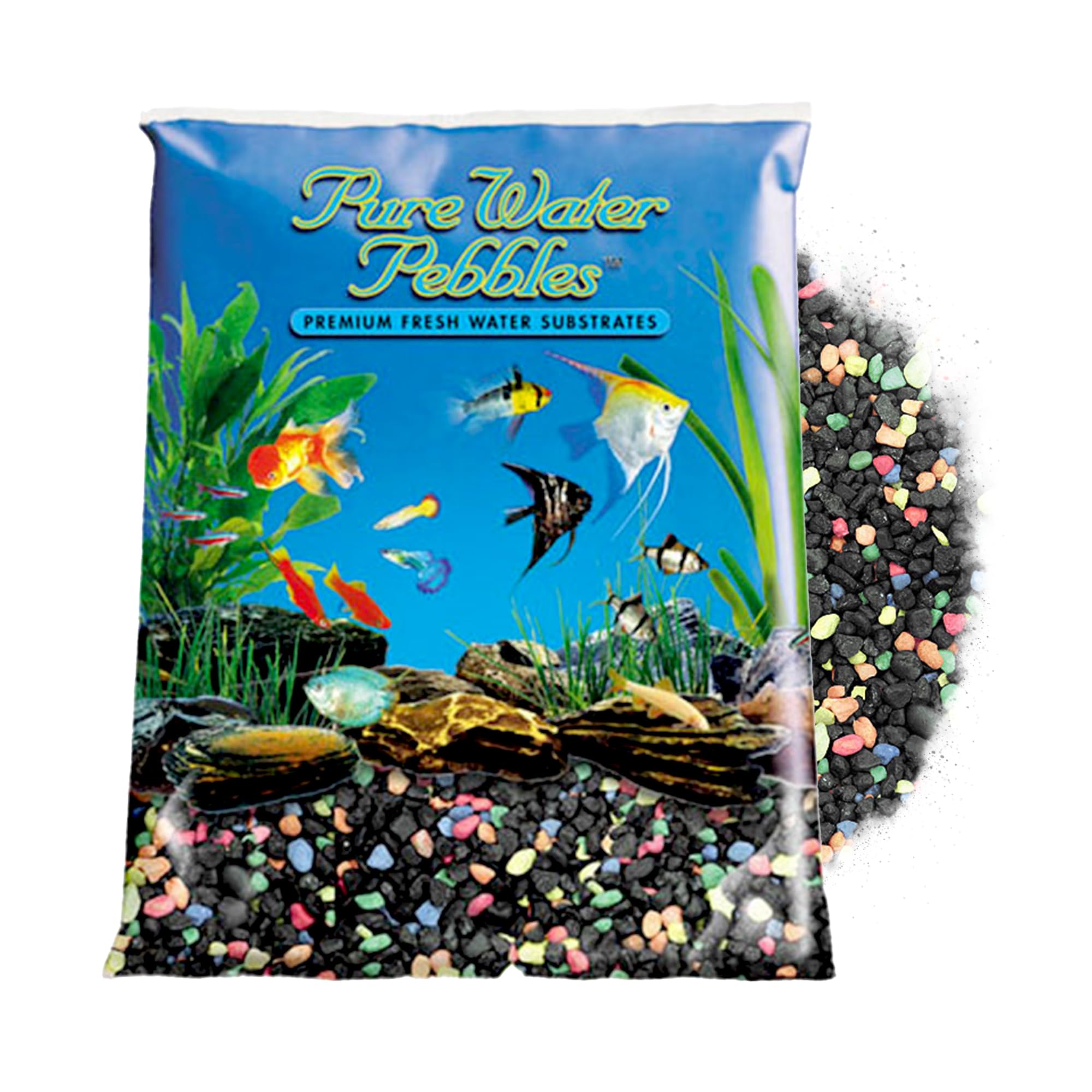 Pure Water Pebbles Black Beauty Pebble Mix Aquarium Gravel - 25 lbs - Non-Toxic, Colorfast, Vibrant Substrate for Aquariums, Terrariums &amp; Ponds