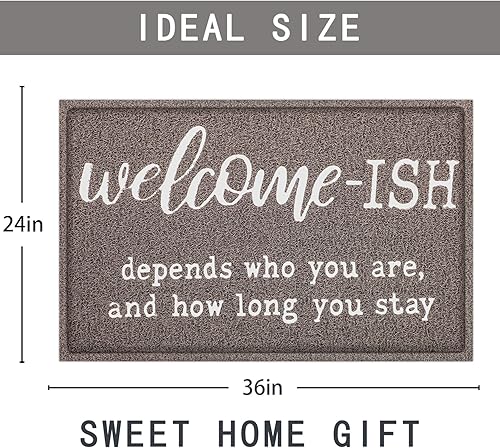 Miniatura 3 de JJUUYOU Tapetes de bienvenida para puerta delantera, entrada al aire libre, Welcome Ish Depends Who You eres, tapete de goma antideslizante