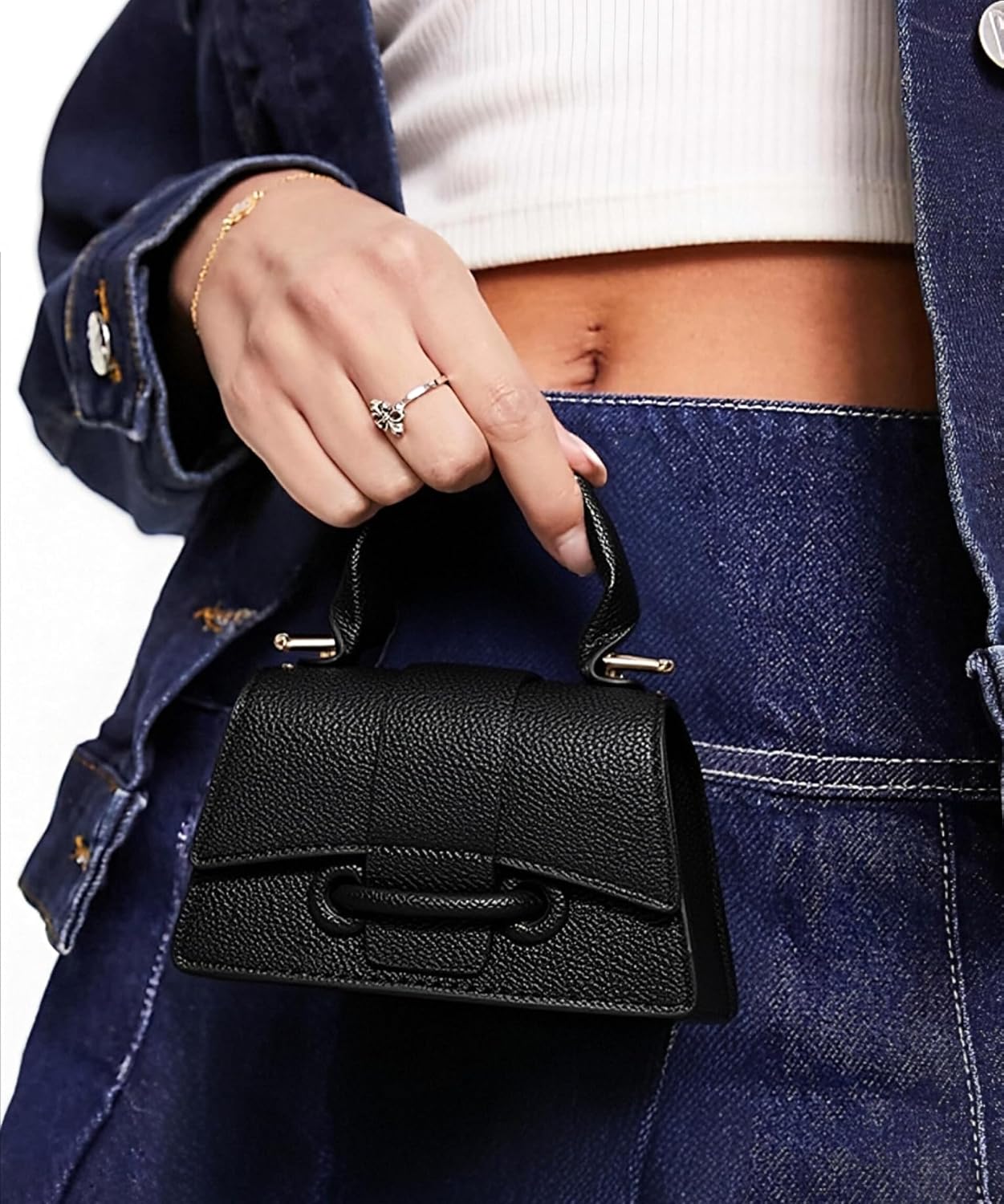 Ayliss Micro Mini Crossbody Handbag Women's Purse Clutch Cute Mini Trendy Bag Top Handle PU Leather Shoulder Bag - Image 7