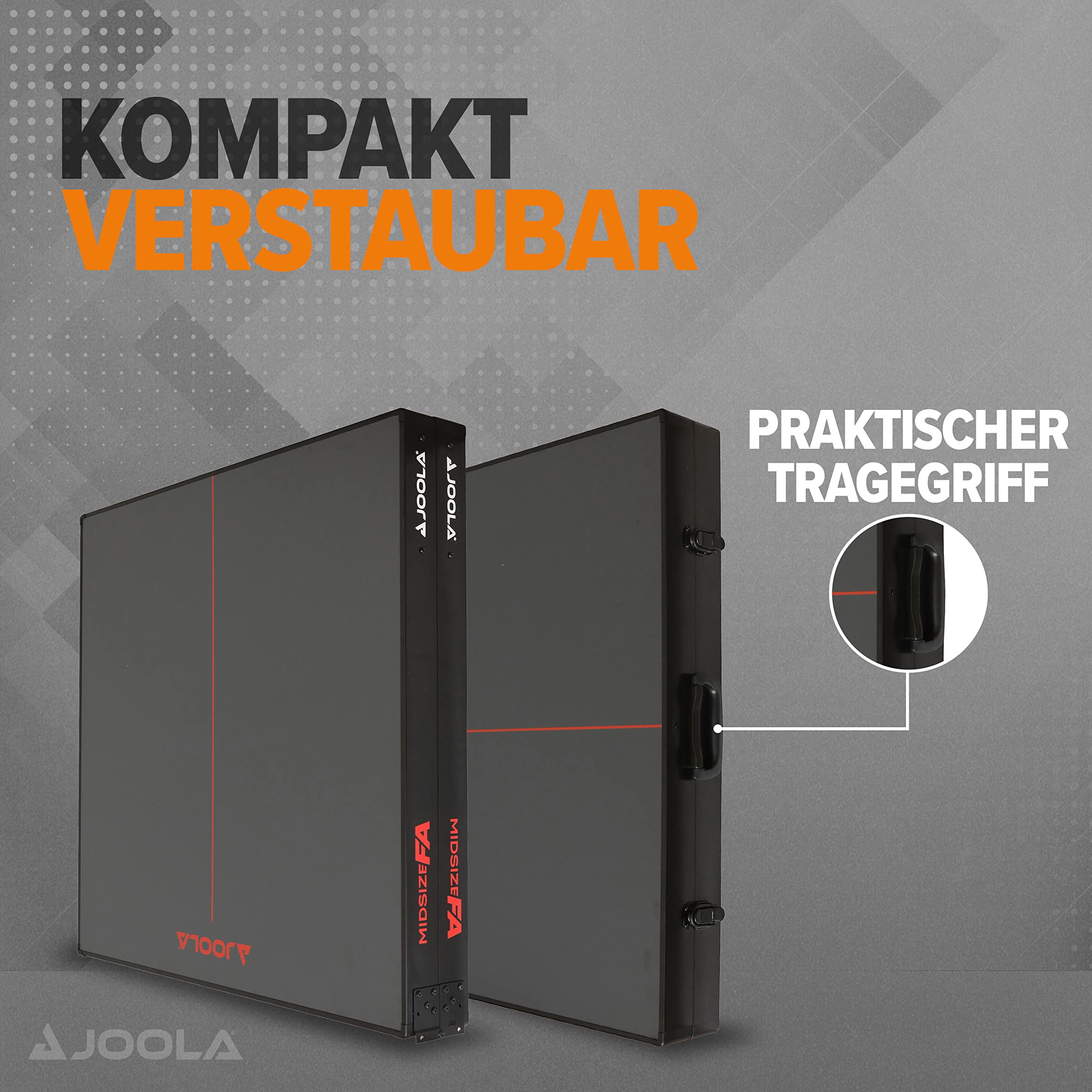 JOOLA Midsize FA - klappbare Tischtennisplatte inkl. Tischtennisnetz im modernen Design & Tischtennis Set Duo PRO 2 Tischtennisschläger + 3 Tischtennisbälle + Tischtennishülle, rot/schwarz, 6-teilig