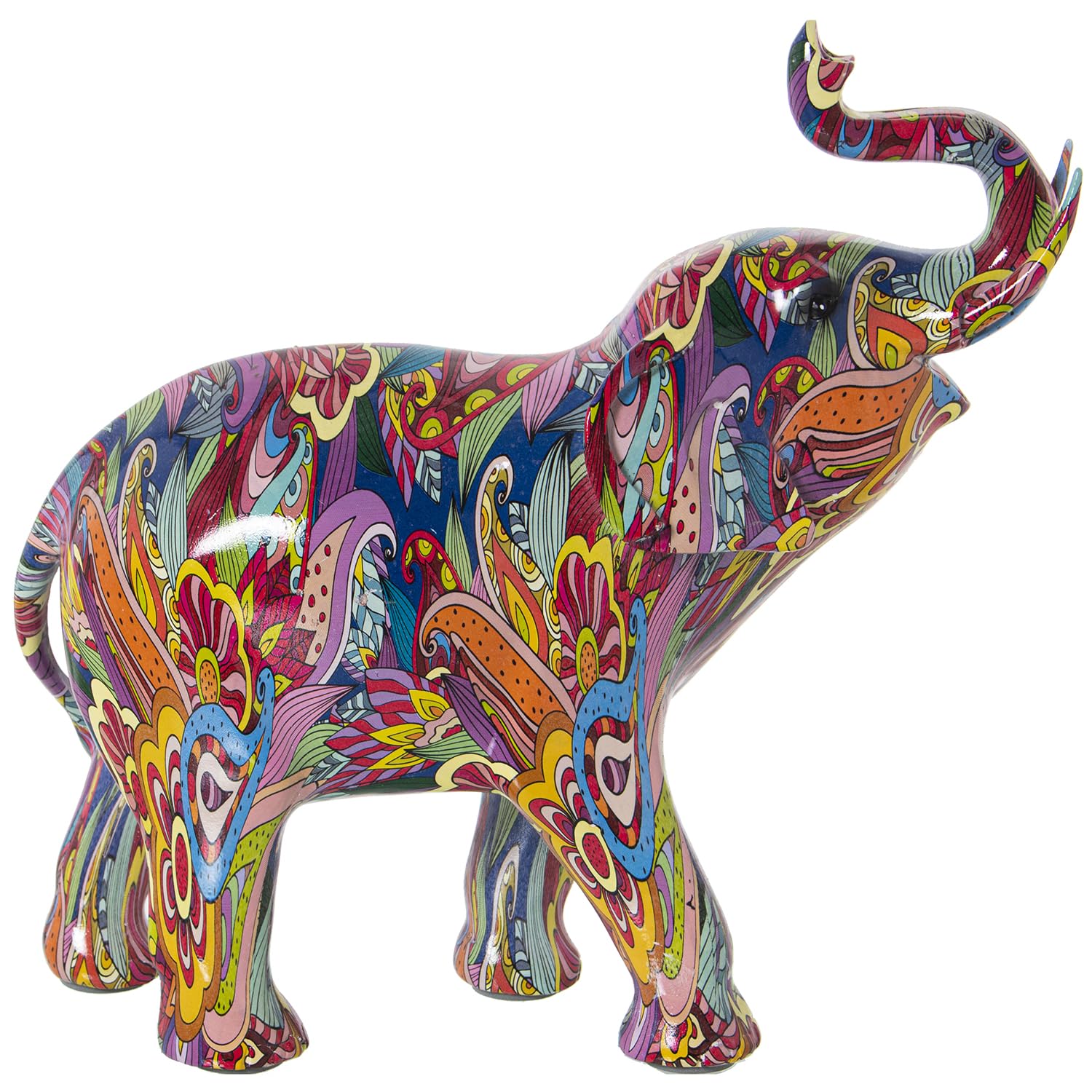 Sculpture éléphant graffiti en résine multicolore 30cm art contemporain