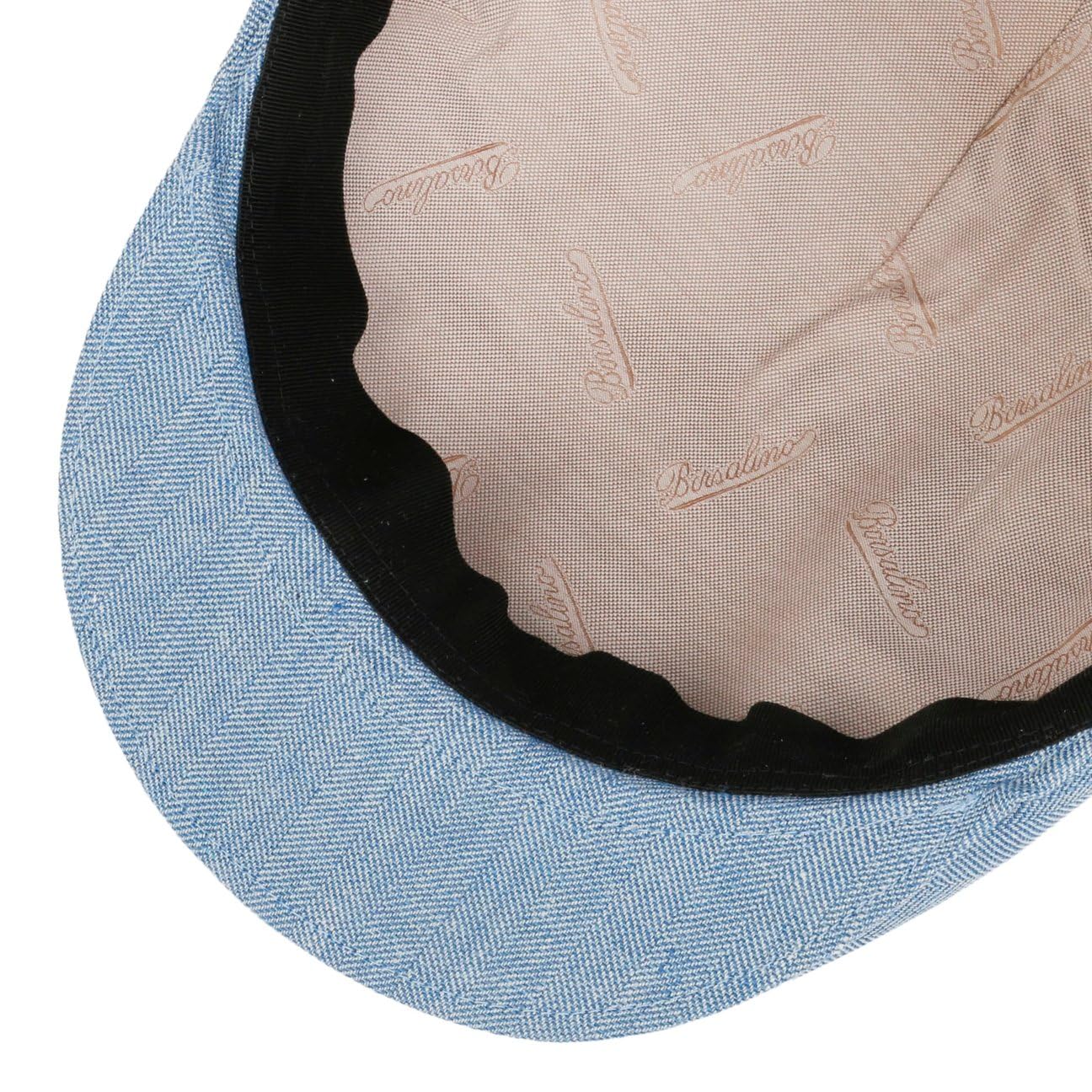 Borsalino Parigi płaska czapka męska – Made in Italy Cap z ekranem, podszewką, podszewka wiosna-lato – 56 cm, jasnoniebieska
