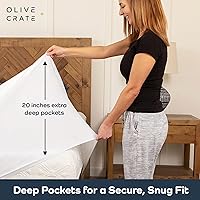 Vista 6 de Olive + Crate Protector de colchón de bambú 100% viscosa, funda de colchón de refrigeración ecológica, protección hipoalergénica impermeable