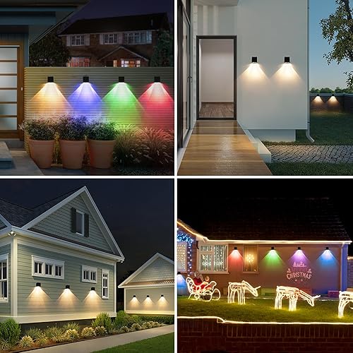 Miniatura 7 de Luces solares de pared para exteriores, impermeables, para vallas, luces LED con blanco cálido y modos RGB para números de casa, dirección, buzón,