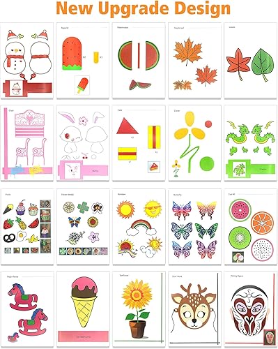 Miniatura 2 de Libro de Dibujo para Impresora 3D, Plantilla de Papel Grueso Colorida Reutilizable con 40 Patrones y Placa Transparente, Plantilla de Graffiti para