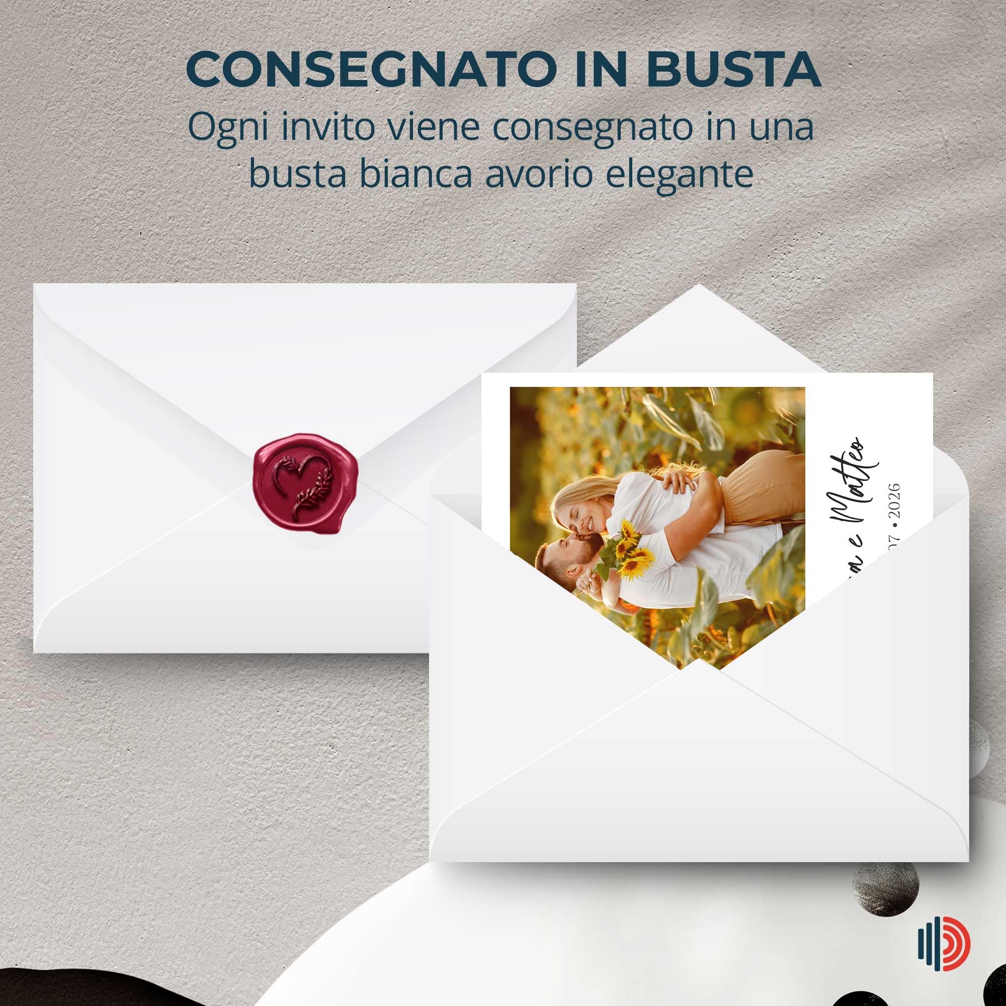 Partecipazioni Matrimonio Personalizzate 24pz Stampa inclusa - Inviti Matrimonio Personalizzabili in Carta Martellata Alta Qualità 200gr - 16x11,5cm - Essential WI-4 EchoPrint