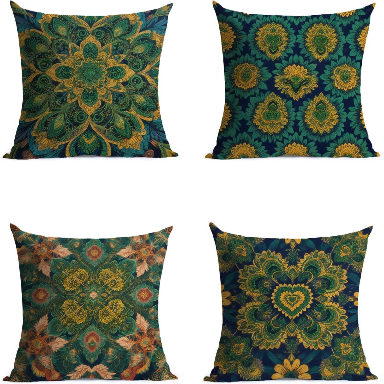 Federe Cuscini Letto 60x60cm Federe Copricuscini Divano Blu-Verde THDZ1690 | Outdoor Federe Copricuscini Divano Forma Di Flower 4 Pack Morbido Resistente Attraente Decorazioni Letto Divano Regalo Donna