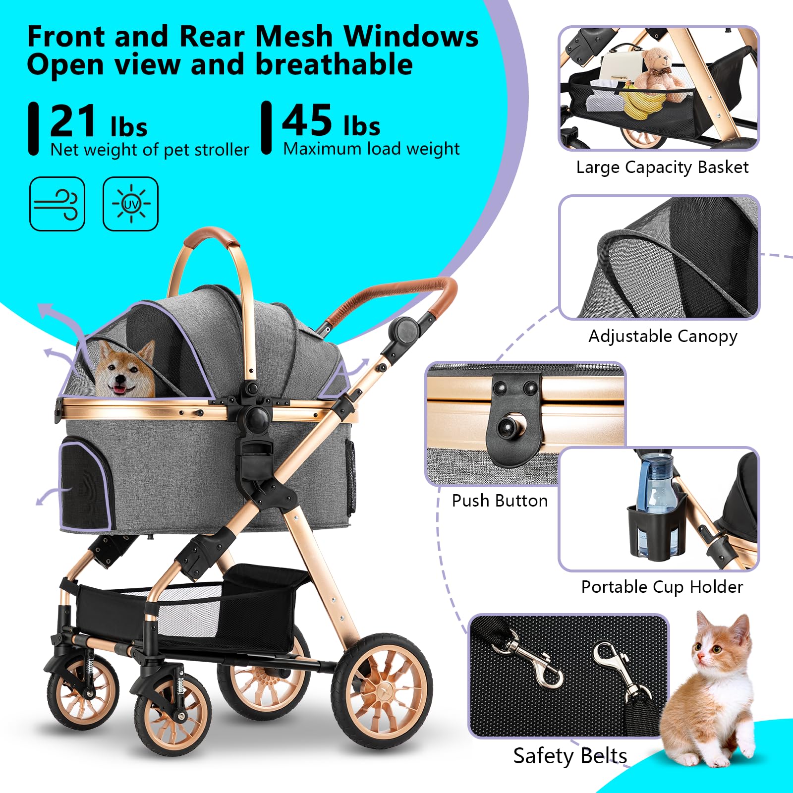 犬用品 Ingborsa ペットカート グレー