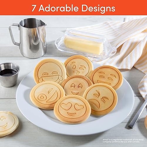 Miniatura 5 de Sartén para hotcakes con diseño de caras sonrientes y emojis, sartén antiadherente, plancha para hotcakes con 7 caras únicas para hotcakes