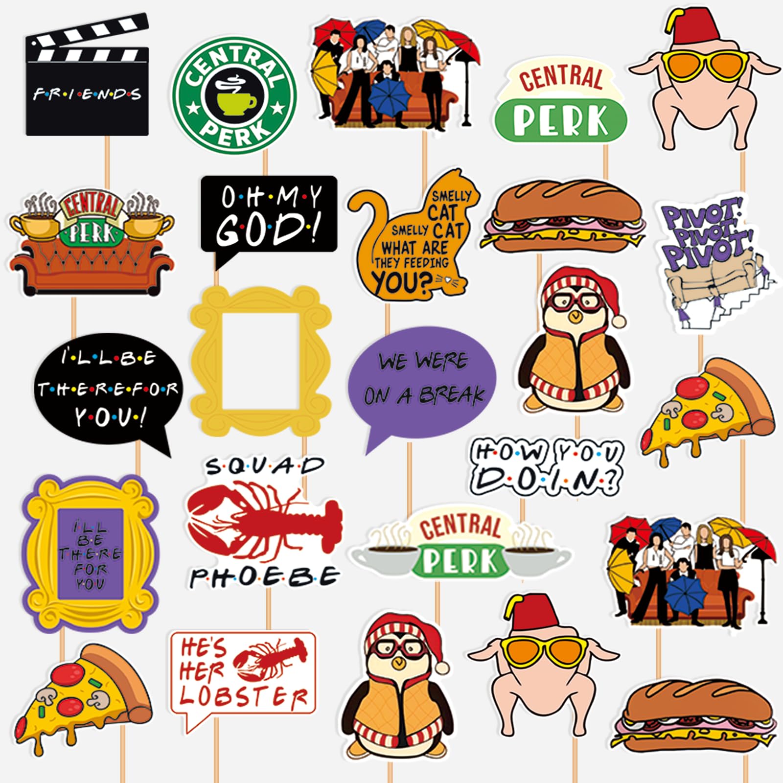 Photo 1 of 20Pcs Friends Photo Booth Props Friends Themed Party Decorations Friends TV Show Decorations Friends Bachelorette Party Decorations Friends Party Supplies