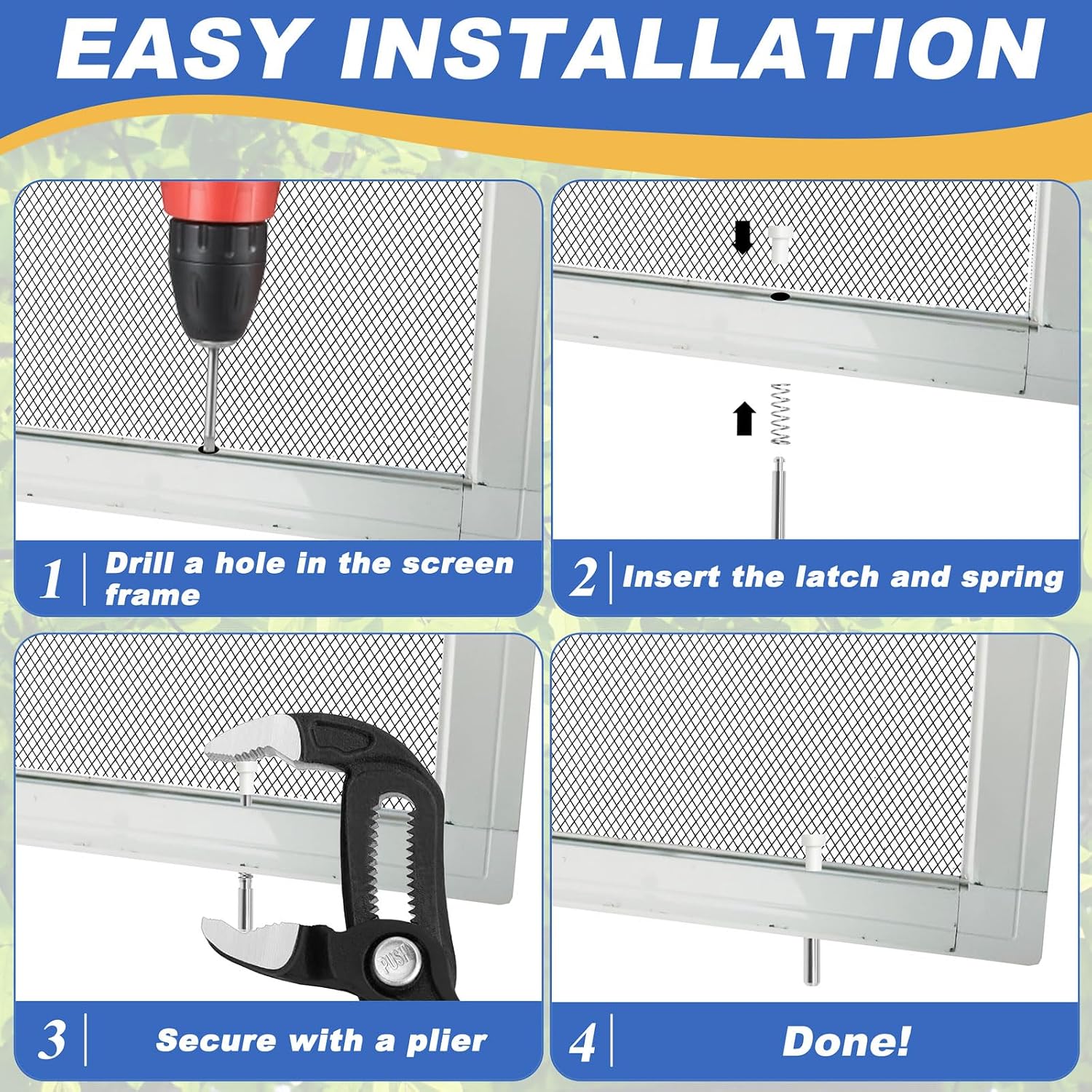 12 Packs Window Screen Plunger Latches with Caps, Aluminum Window Screen Plunger Pins 5/32" X 1-1/2" for Securing Window Screens and Window Screen Replacement (White)