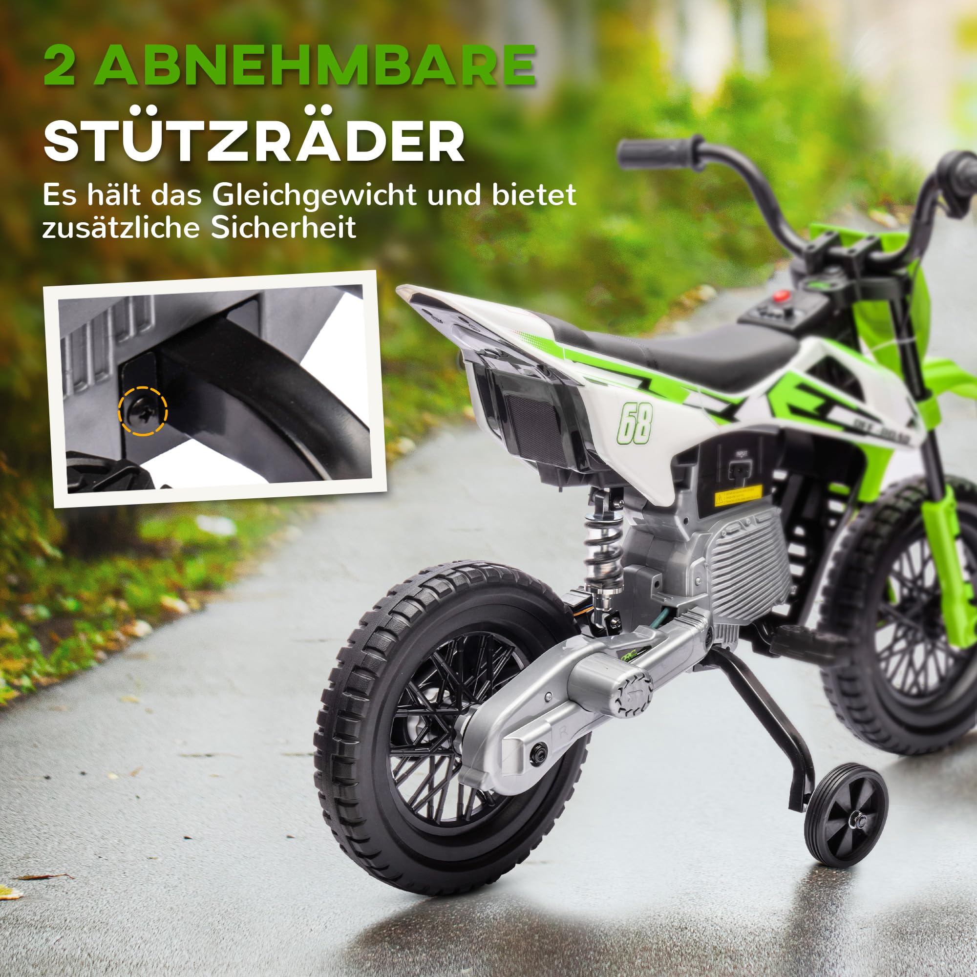 Motocykl elektryczny dla dzieci 12V, muzyka, 2,4-5 km/h