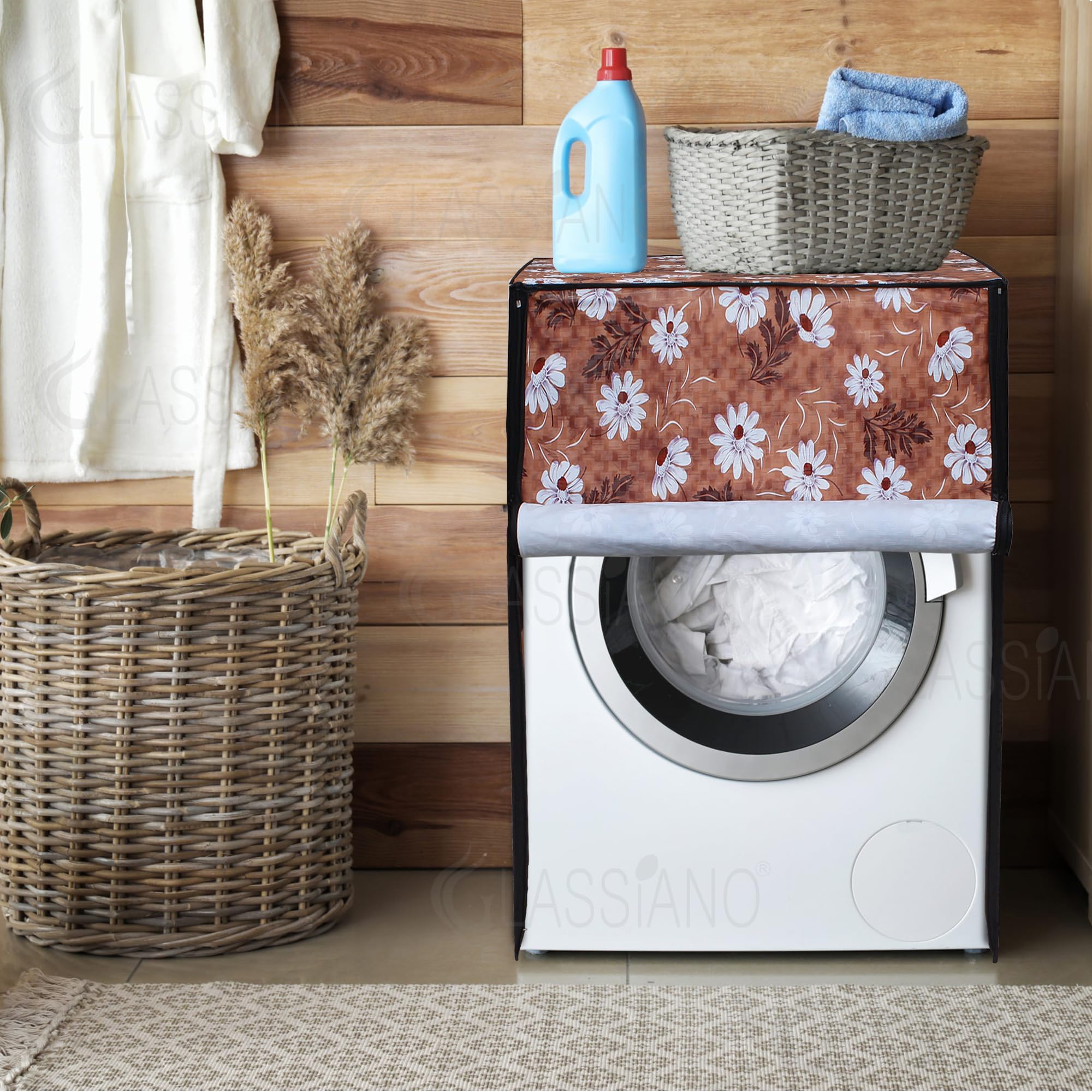 Glassiano Fully Automatic Front Load Waterproof Washing Machine Cover for Samsung/ IFB/ LG/ Godrej/ Whirlpool/ Bosch/ 7 Kg, 7.2 Kg, 7.5 Kg, 8 kg